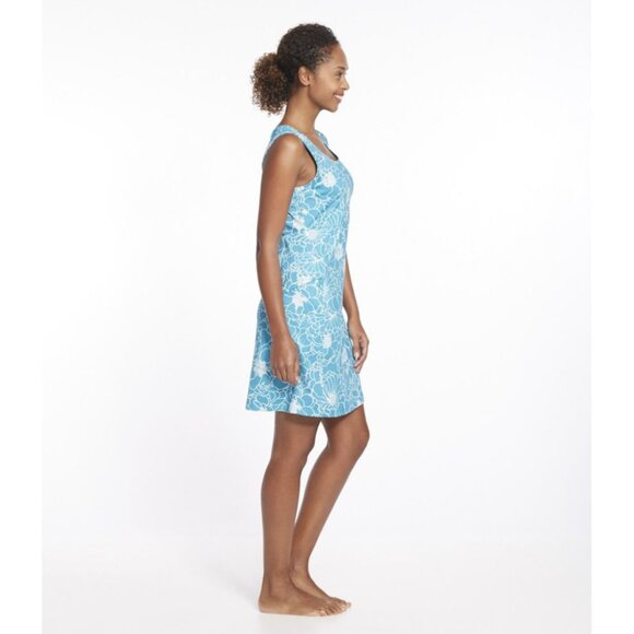 NWT LL Bean Womens Size Large Teal Floral Pattern Stretch Sheath Mini Dress NEW - Picture 5 of 6